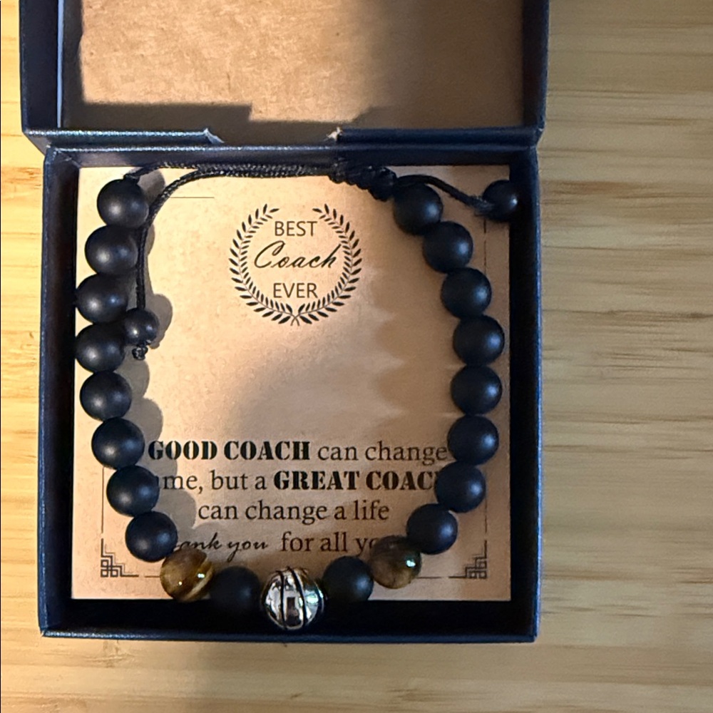 Coach Black Bracelet with Gold and Silver Beads